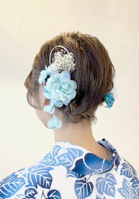 浴衣着付け・ショートヘアアレンジ