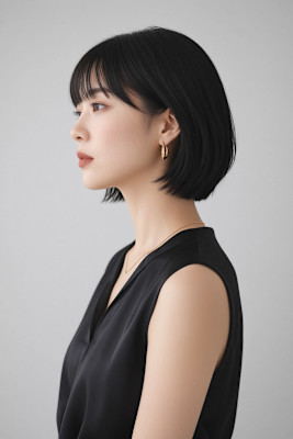 オフィスにも。清楚な黒髪ショートボブ