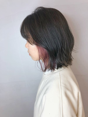 インナーカラー　ピンクベージュ