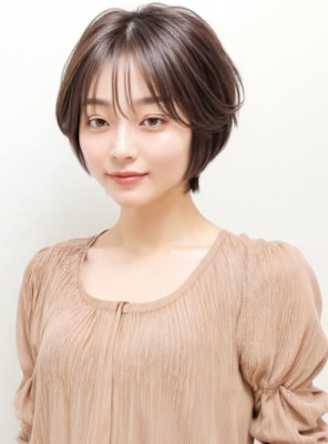 大人可愛い透けバング艶髪ウルフショートp1　大人ショートヘア