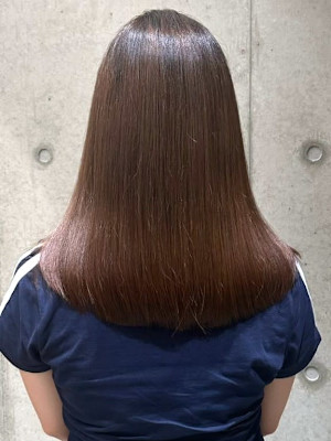 グレージュカラー 艶髪 セミロング 髪質改善 ダメージレス