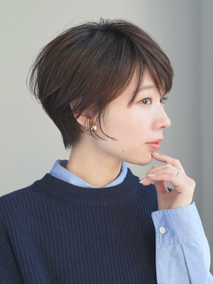 ショート・ボブ/丸顔/前髪あり/絶壁解消/30代/40代