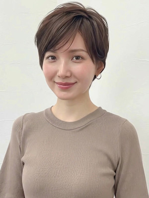モカブラウン大人かっこいいクールショート　ハンサムショート