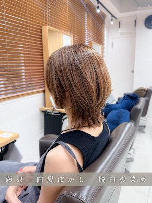 白髪ぼかしハイライトカラー30代40代50代ブルーグレージュ