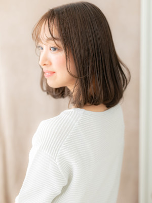 ミルクティーベージュワンカールAラインボブディ20代30代