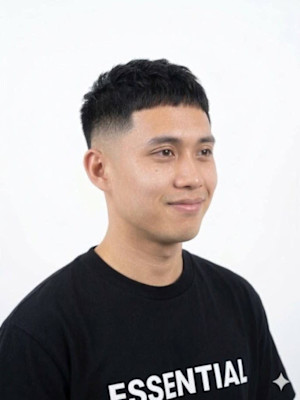ツーブロックショートカルマヘアスリックバックジェットフェード