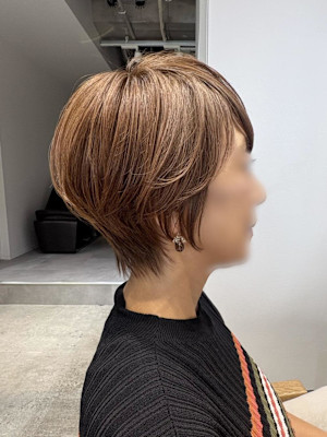 ◇大人40代50代60代ショートボブ丸みショート白髪ぼかし