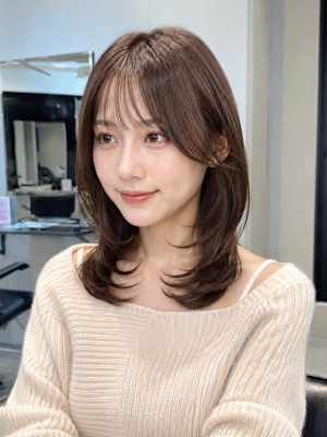 小顔ミディアムレイヤー/大人ミディアム池袋20代30代40代