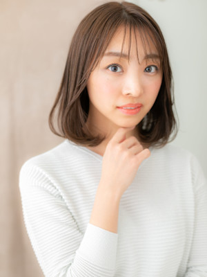 ミルクティーベージュワンカールAラインボブディ20代30代