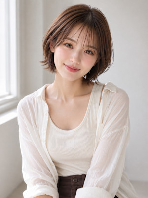 池袋 ショートボブ シースルーバング 大人ショートヘア コタ