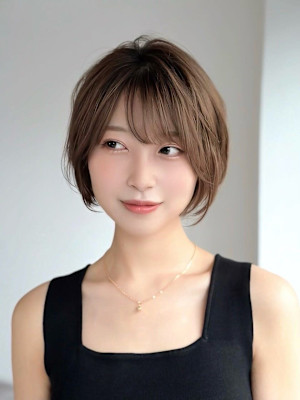 大人可愛い◎黒髪ネビージュ小顔ボブルフ