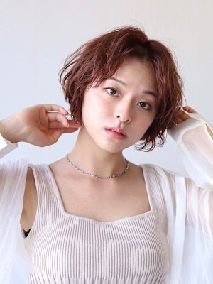 大人可愛い◎イメチェン似合わせカットフルバングレッドブラウン