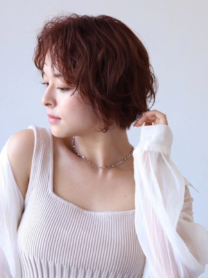 大人可愛い◎イメチェンフルバングレッドブラウン
