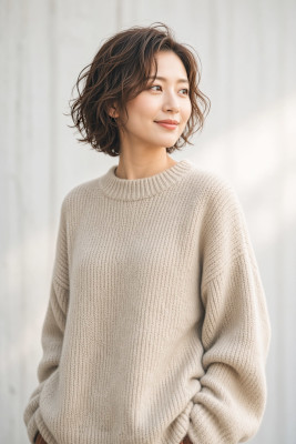 大人可愛い抜け感ウェーブボブ×ショコラブラウン