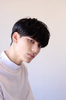 MEN'S HAIRアッシュブラックマッシュパーマ