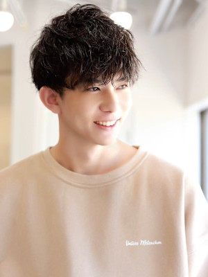 MEN’SHAIRアッシュブラックマッシュパーマ