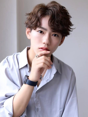 MEN’S HAIR マッシュパーマアッシュブラックカルマパ