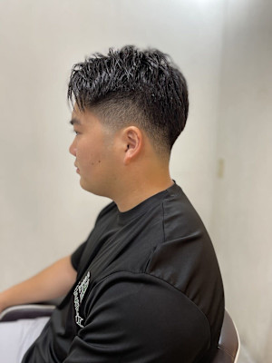 MEN’S HAIR マッシュパーマのアッシュブラック