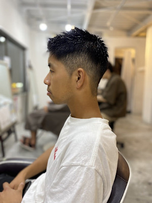 MEN’S HAIR マッシュパーマのアッシュブラック