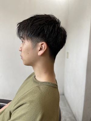 MEN’S HAIR マッシュパーマのアッシュブラック