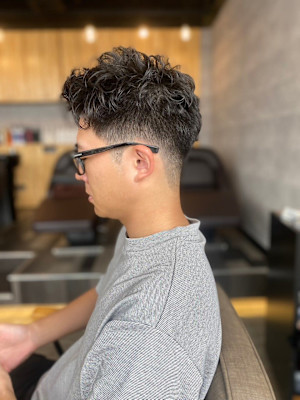 MEN’S HAIR アッシュブラックマッシュパーマカルマパ