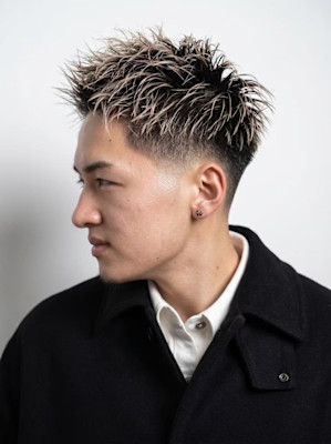 大宮メンズハイライトメッシュスパイキーショートフェード
