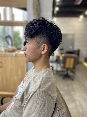 MEN’S HAIR マッシュパーマアッシュブラックカルマパ