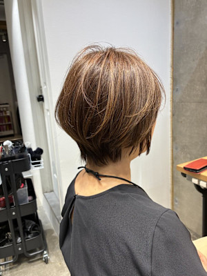 ◇大人40代50代60代ショートボブ丸みショート白髪ぼかし