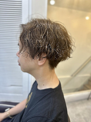 MEN’S HAIR マッシュパーマアッシュブラックカルマパ