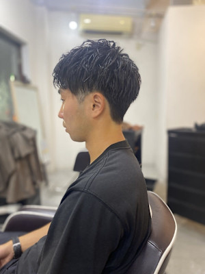 MEN’S HAIR マッシュパーマアッシュブラックカルマパ