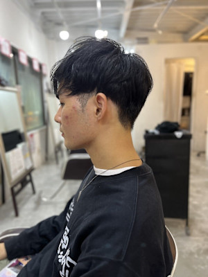 MEN’S HAIR マッシュパーマアッシュブラックカルマパ