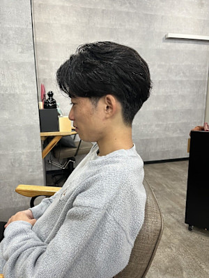 MEN’S HAIR マッシュパーマアッシュブラックカルマパ