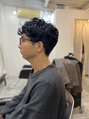 MEN'S HAIRマッシュパーマアッシュブラック