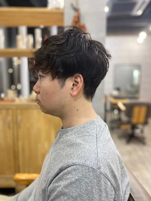 MEN'SHAIRマッシュパーマアッシュブラック