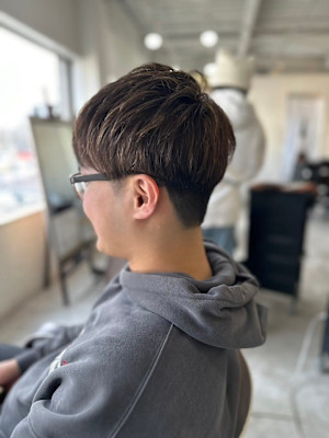 MEN'SHAIR マッシュパーマアッシュブラックハイライト