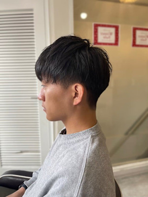 MEN’S HAIR マッシュパーマアッシュブラックカルマパ