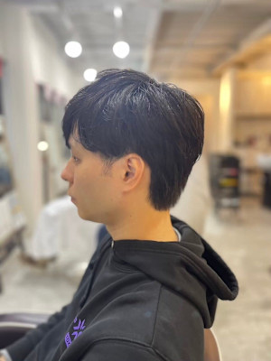 MEN’S HARE  アッシュブラックマッシュパーマウルフ