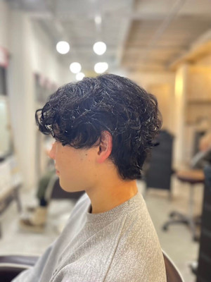 MEN’S HARE マッシュパーマアッシュブラックウルフ