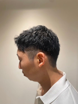 MEN'SHAIRマッシュパーマアッシュブラック刈り上げ