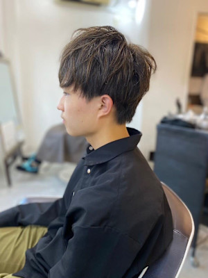 MEN'S HAIRマッシュパーマアッシュブラック