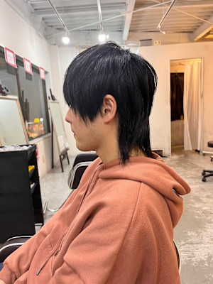 MEN'S HAIRマッシュパーマアッシュブラックウルフ
