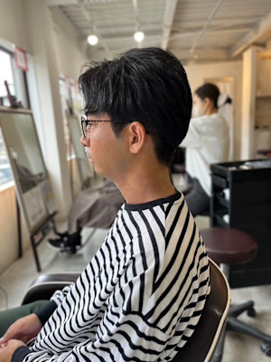 MEN’SHAIR刈り上げアッシュブラックマッシュヘア