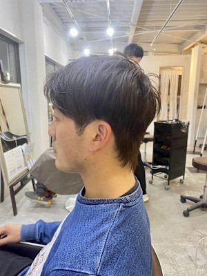 MEN’S HAIR アッシュブラック束感ショートカルマパー