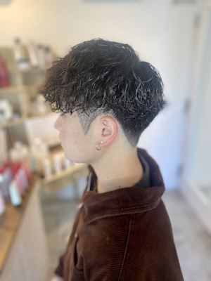 MEN’S HAIR マッシュパーマアッシュブラックカルマパ