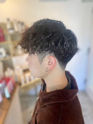 MEN'SHAIRアッシュブラックカルマパーマベリーショート