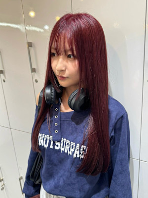 ブリーチ無しワインレッド
