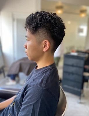 MEN'S HAIR アッシュブラックベリーショートパーマ