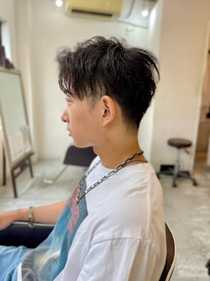 MEN’SHAIRアッシュブラック刈り上げマッシュアップバン