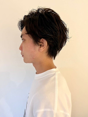 MEN’SHAIRアッシュブラックマッシュパーマ