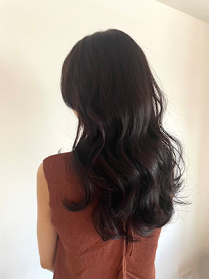デザインカラーオリーブベージュウェットヘアニュアンスパーマ